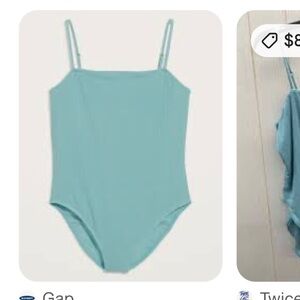 Old Navy S Ribbed Bodysuit Slim Strapless New Body Suit Aqua Blue Sleeveless